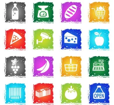 Grocery store icon set Stock Illustration