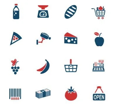 Grocery store icon set Stock Illustration