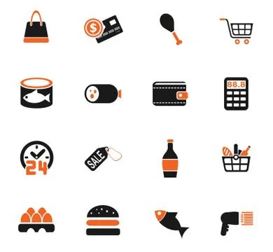 Grocery store icon set Stock Illustration