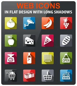 Grocery store icon set Stock Illustration