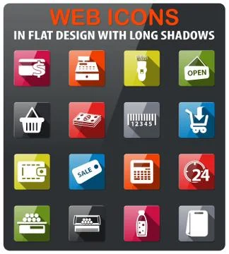 Grocery store icon set Stock Illustration