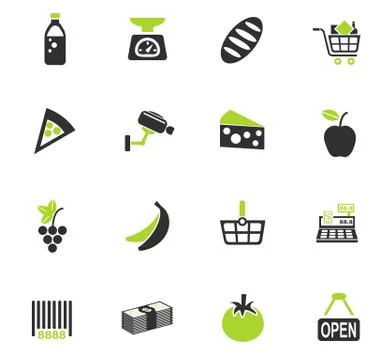 Grocery store icon set Stock Illustration