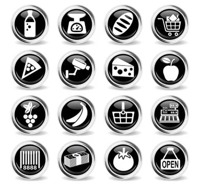 Grocery store icon set Stock Illustration