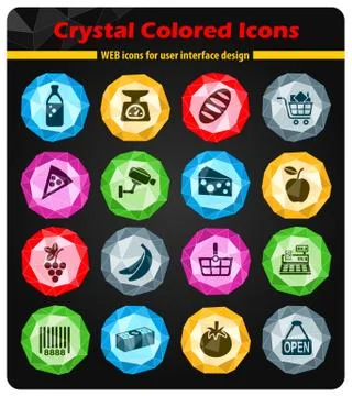 Grocery store icon set Stock Illustration