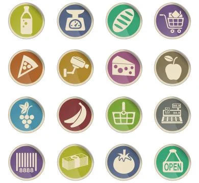 Grocery store icon set Stock Illustration