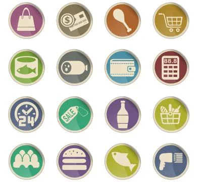 Grocery store icon set 库存插图