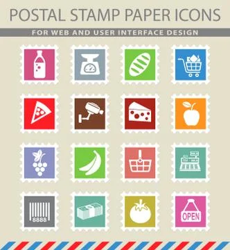 Grocery store icon set Stock Illustration