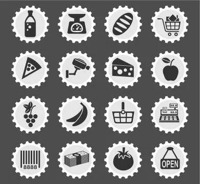 Grocery store icon set Stock Illustration