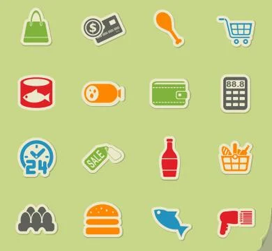 Grocery store icon set 库存插图