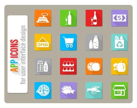 Grocery store icon set Stock Illustration