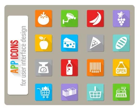 Grocery store icon set Stock Illustration