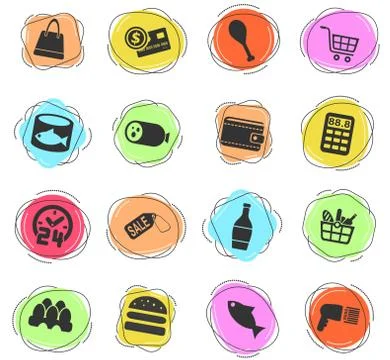 Grocery store icon set 库存插图