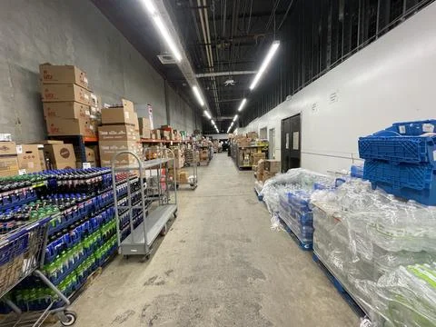 Grocery store interior backroom of a large store Stock Photos
