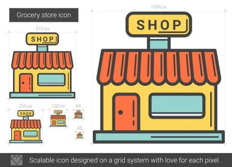 Grocery store line icon. Illustrazione stock