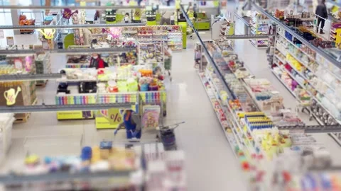 Grocery store motion time lapse top view Stock Footage 130871532