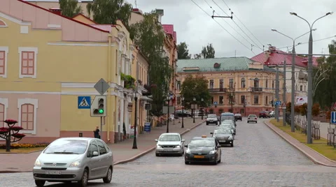 Grodno, Belarus. Automobile movement in city centre Video stock 59554515