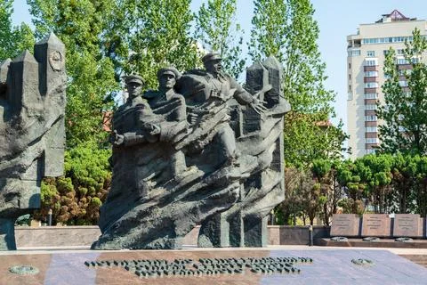 Grodno, Belarus. Monument to Soviet Border Guards, bronze figures of soldie.. Stock Photos