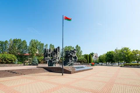 Grodno, Belarus. Monument to Soviet Border Guards, bronze sculptural group .. Stock Photos