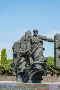 Grodno, Belarus. The Monument to Soviet Border Guards, a dramatic bronze sc.. Stock Photos