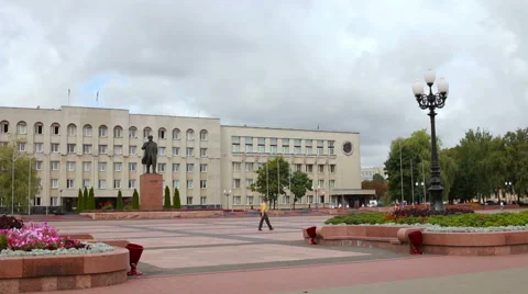 Grodno, Belarus - September 4, 2015: An old town in a city, Lenin Square Stock Footage 59554663