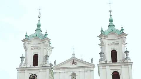 Grodno, Belarus - September 4, 2015: An old town. Church of St. Frantsiska Stock Footage 59554831