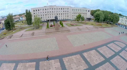 Grodno, Belarus - September 4, 2015: Lenin Monument in city centre Stock Footage 59556213