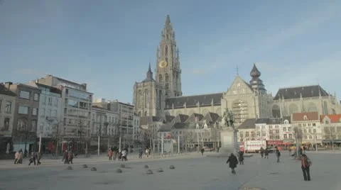 Groenplaats, Antwerp Belgium Stock Footage