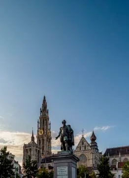 Groenplaats in Antwerp Stock Photos