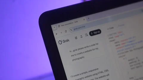 Grok Ai Code Generation On Laptop Screen: New York, USA. 23 Jun 2025 Stock Footage 312226973