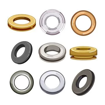 Grommet ring set cartoon vector illustration Stock Illustration