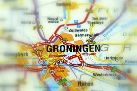 Groningen on a map Stock Photos