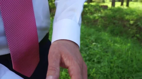 The groom adjusts the suit Stock Footage 163566759
