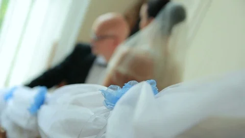 Groom And Bride Walking Down the Stairs Video stock 73658689