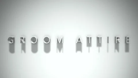 Groom attire  3D title animation white text on a white background Stock Footage 299635476