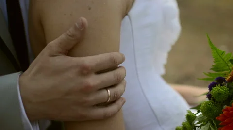 Groom bride's hand stroking Stock Footage 58032260
