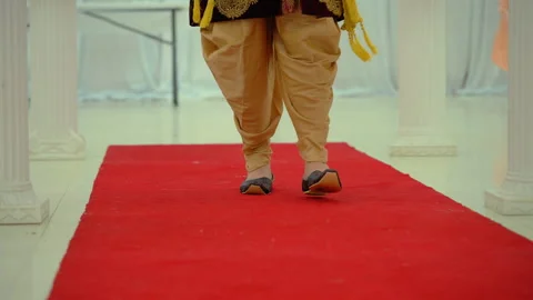 Groom Dressed in traditional Indian clothes, Elements of wedding. Close up view Stock Footage 284792249