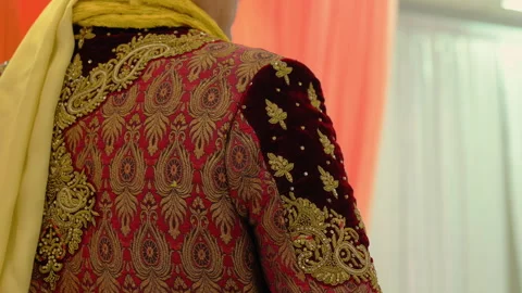 Groom Dressed in traditional Indian clothes, Elements of wedding. Close up view Stock Footage 284792606