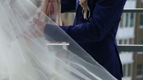 The groom embraces the bride Stock Footage 54455776