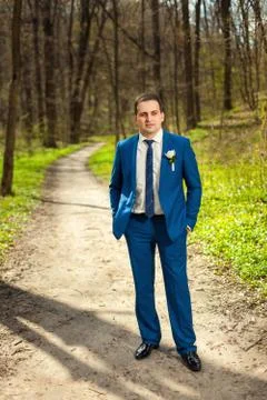 Groom in the forest Stock Photos