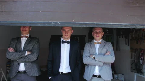 Groom with friends.NTSC Stock Footage 58119409