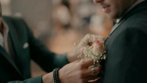 Groom is getting ready for the wedding Stock Footage 220273022