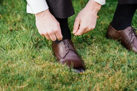 Groom getting ready wedding Stock Photos