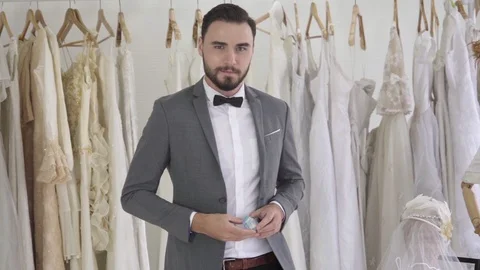 Groom giving the wedding diamond ring towards camera. Stock Footage 115003979
