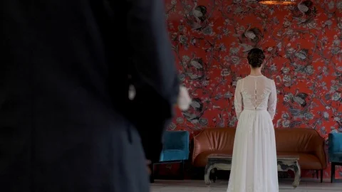 The groom goes to the bride Stock Footage 126336292