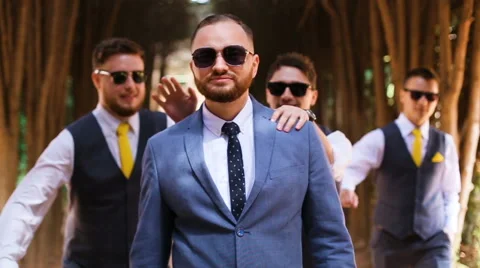 Groom have fun with friends Stock Footage 68626523