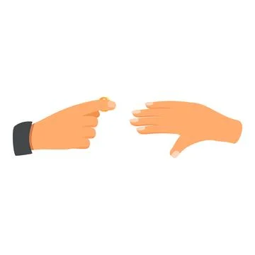 Groom placing wedding ring on bride's finger during ceremony Ilustração Stock