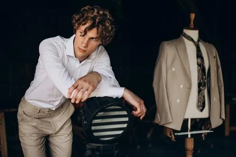Groom preparing for his wedding Stock Photos