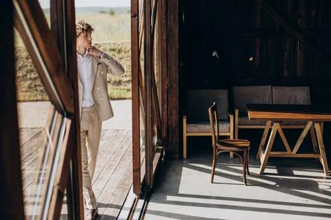 Groom preparing for his wedding Stock Photos