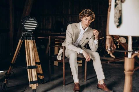 Groom preparing for his wedding Stock Photos