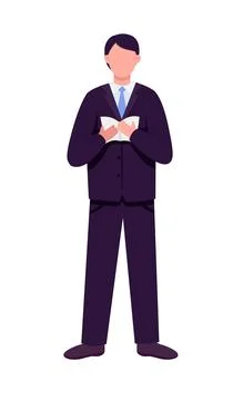 Groom reading vows semi flat color vector character Stock Illustration